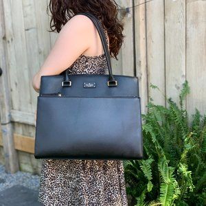 KATE SPADE LARGE BLACK LEATHER SHOULDER BAG / TOTE